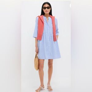 Tuckernuck Blue and White Pleated Mini Dress